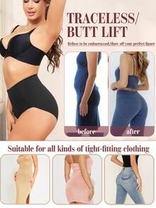 4-Pack Multi Color Women Tummy Control Underwear High Waisted Seamless Panties No Show Postpartum Briefs S-XXL - 黑色 - 查看 4