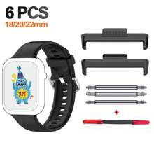 6 pièces/set Adaptateurs compatibles avec la sangle de la montre Watch Fit 3 4, convertisseur de 18 à 22 mm. Accessoires de connecteur en alliage compatibles avec la bande de la montre Watch Fit 4pro