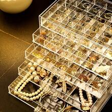 1 件多层亚克力透明时尚多功能指甲钻头收纳盒，适用于戒指、耳环、项链、手链等珠宝