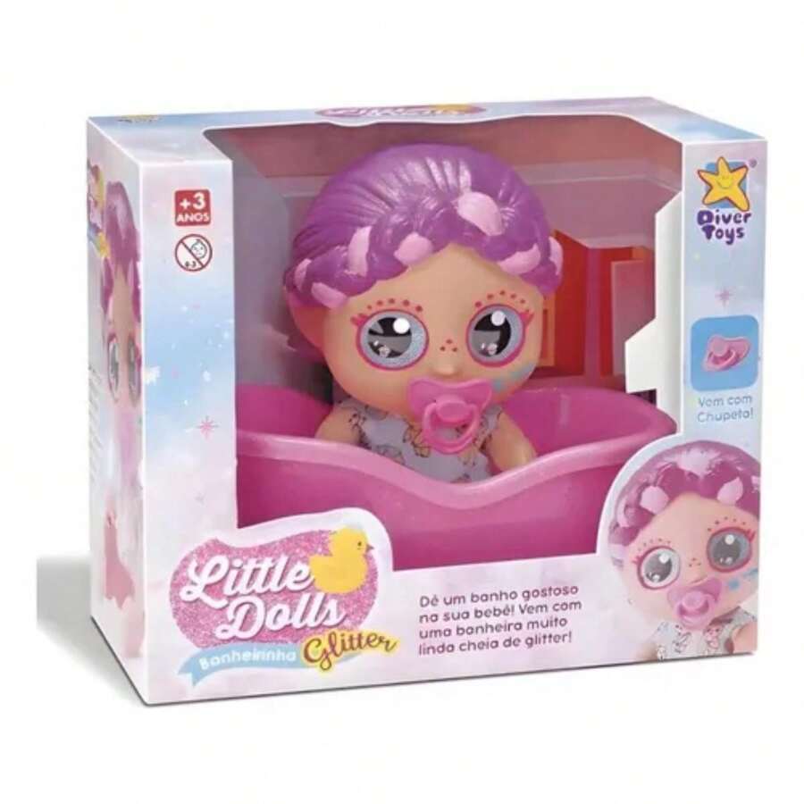 Boneca Little Dolls Glitter Divertoys Com Banheirinha E Chupeta Original
