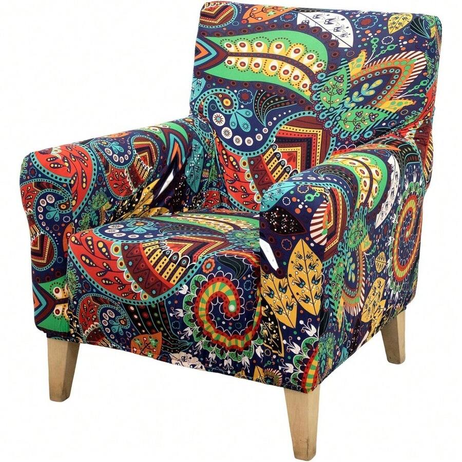 Local Delivery - Banquet Armchair Slipcover Printed Chair Covers With Arms Stretch Club Chair Slipcover Soft Armchair Sofa Covers Anti-Slip Furniture Protector For Dogs Pets Home Living Room Decor, 14 - 48 - 查看 1