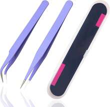2 Pieces Sticker Tweezers, Cute Craft Tweezers For Stickers, Scrapbooking, Vinyl, Lashes, Electronics, Purple - Lilac Purple - View 1