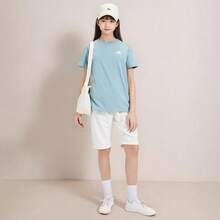 Adidas/Young Girl Round Neck Short Sleeve Casual T-Shirt BXWTTS01K-LGW - Blue - View 5