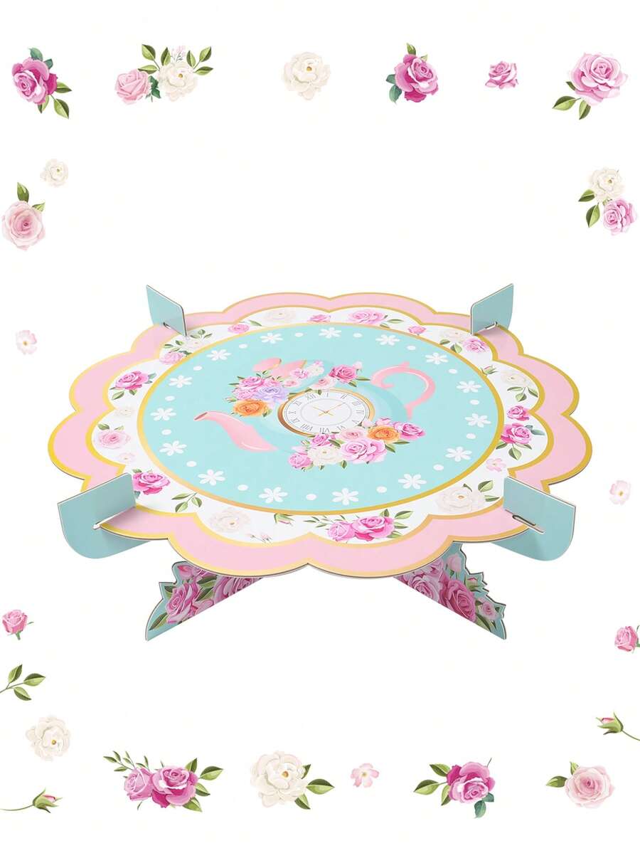 Single-Tier Tea Party Cupcake Stand, Teapot Floral Cupcake Holder, Vintage Paper Cupcake Stand, Western Theme Cupcake Stand, Rustic Camping Party Cupcake Stand, Teapot Party Decor, Birthday Wedding Party Supplies, Birthday Decor, Dessert Table Display, Wedding Accessories, Bridal Shower Decor, Tabletop Decoration