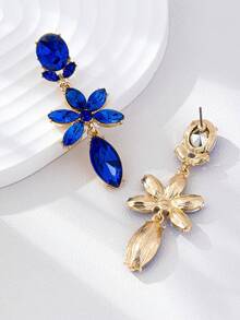 1 par de pendientes de borla con pedrería de aleación 3D, con diseño floral europeo y americano.