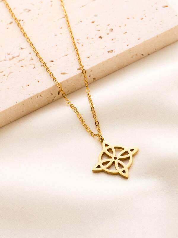 Fashionable Witch Knot Pendant Stainless Steel Slavic Amulet Necklace Suitable For Both Men And Women Happy Charm Gift For Her