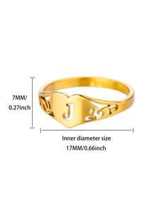 1PC Fashion Hollow Initial Letter Heart Rings For Women Gold Color Stainless Steel A-Z Letter Ring Aesthetic Wedding Jewelry Gift - Yellow Gold - View 22