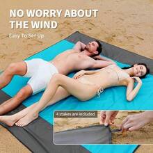 1pc Waterproof Beach Mat, Oversized Waterproof Beach Blanket, Folding Waterproof Pocket Beach Blanket , Portable Lightweight Picnic Sand Beach Mat, Quick Drying Outdoor Picnic Mat, Waterproof & Sandproof Beach Blanket, Sandproof, Portable Outdoor Blanket Ideal For Picnics, Travel, Camping And Hiking, Enjoy The Beach Without The Mess