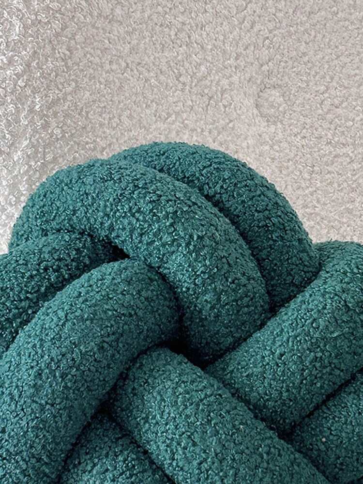 1 Pc Solid Color Versatile Plush Octagon Decorative Throw Pillow, For Sofa, Coffee Table, Bedroom, Made Of Faux Lambs Wool Material - Dark Green - View 4