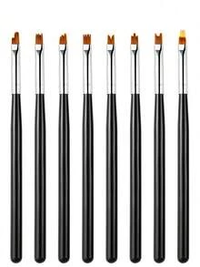 8pcs Nail Art Petal Brush Pen Kit 3D Builder Nail Gel Brush Professional Acrylic Pen Drawing-Gradient Painting Professional Manicure DIY Tool Accessories - Multicolor - View 6