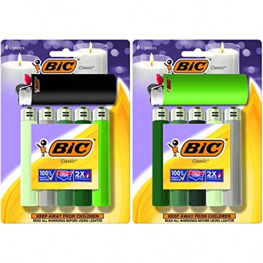 BIC Classic Maxi Pocket Lighter Shades Of Green 12Pack Packaging And Colors May Vary - 綠色 - 查看 1