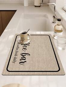 1pc,Coffee Machine Diatom Mud Drainage Pad, Soft Rubber Drain Pad, Non-Slip Super Absorbent And Wear-Resistant Dish-Washing Dry Pad, Placemat For Countertop Dining Kitchen Table Mat, Courtyard Table Decoration, Household Kitchen Supplies - Multicolor - View 2
