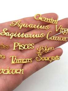 12Pcs 12 Zodiac Alphabet Symbol Gold/Silver Constellation Nail Charm 3D Alloy Flatback Diy Jewelry Nail Accessories Nail Supplies Nails Nail Charms Nail Gems - Multicolor - View 7