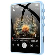 64GB MP3-Player, ZAQE M4 Multifunktions-Musikplayer mit Bluetooth 5.3, 2,4 Zoll Touchscreen, HD-Lautsprechern, UKW-Radio, Wecker, Sprachaufnahme, E-Book, bis zu 512GB (hellblau)