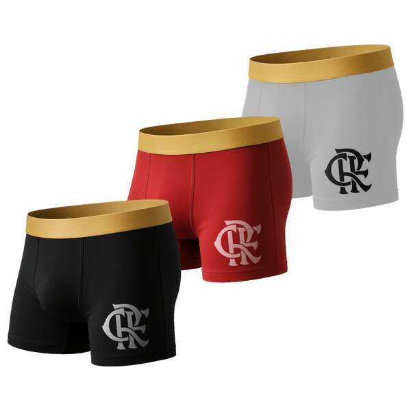 Kit 3 Cuecas Boxer Box Flamengo De Microfibra Adulto Forro Algodão Tecido Leve