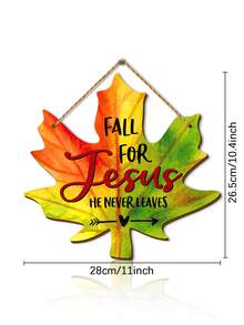 1 pièce / 120 pièces Plaque en bois décorative d'automne, pour Jésus, motif de feuilles d'érable d'automne. Couronne de porte, art mural, décoration d'automne pour la maison, la véranda, la porte pour l'Action de grâce. - Multicolore - Voir 2