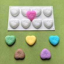 1 件 8 腔心形硅胶烘焙模具，适用于蛋糕、松饼、布朗尼、甜点、果冻、芝士蛋糕等，烤盘 - 白色 - 查看 8