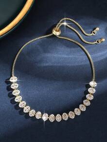 Bộ 3 vòng tay tennis điều chỉnh được, đính đá cubic zirconia hình học, thích hợp cho phụ nữ và bé gái đeo hàng ngày. - Vàng - Xem 11