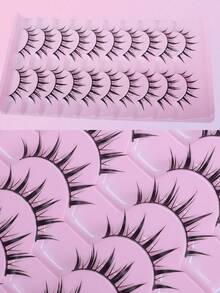 10 Pairs Natural False Eyelashes Manga Lashes 3d Faux Mink Lashes Soft Winged Natural Realistic Eyelash Extension Strip Lashes,Lashes,Eyelashes,Fake Lashes - Black - View 6