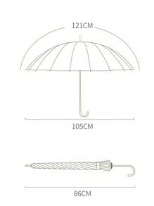 1PC Japanese Simple Long Handle Umbrella - Solid Vintage Design, Leather Grip, Straight Handle Classic Umbrella For Women.