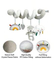 婴儿汽车座椅玩具，可移动毛绒螺旋悬挂玩具，适用于婴儿车，婴儿感官早教玩具