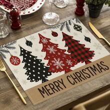 1/4 Set di Tovagliette Natalizie in Lino Stampato a Quadri Bufalo, Babbo Natale Invernale, Albero di Natale, Pupazzo di Neve e Cervo per Tavolo da Pranzo, Lavabili in Poliestere Rettangolari, Sottobicchieri, Tovaglie da Cucina, Tappetini per il Caffè, Adatti per Cucina, Sala da Pranzo, Matrimonio, Decorazione Casa, Decorazione Stanza, Decorazione Interna, Decorazione Tavolo, Decorazione Festa di Natale, Regalo Ideale