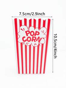 10pcs/20pcs/50pcs Movie Night Popcorn Paper Boxes, Retro Party Design Red & White Striped Vintage Carnival Pattern Mini Popcorn Boxes, Paper Popcorn Containers Suitable For Christmas Party - Red and White - View 2