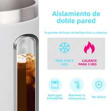 Termo para Café de Doble de Acero Inoxidable 400ml, Termo Taza Térmica para Café con Tapa Hermética y Pajita Telescópica, Taza Termica Frio y Caliente Portátil Vaso Viaje para Café, Té y Agua(Blanco) - Blanco - Ver 3