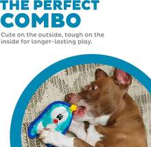 Outward Hound Durablez Minis Stuffing-Free Squeaky Interactive Dog Toy, Tough Plush, Pig, Pink, XS - Blue Penguin - 查看 2