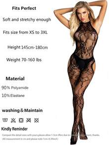 Sexy Women's Fishnet Bodystocking Lingerie Set Floral High Elasticity Cutout Spaghetti Strap Hollow One Size Fits - 紅色12 - 查看 6