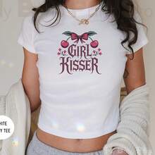 Girl Kisser Baby  Shirt, 90s Y2K, Gothic Coquette Ry Lesbian, Bi Subtle Sapphic Gay Pride Shirt, WLW Femme Butch Lesbian Couple Gifts220G Heavyweight 100% Cotton T-Shirt . This Offers A Structured Fit, Soft Feel, And Long-Lasting Wear. Perfect For Casual Styletops For Wo Vintage Clothes Wo Clothes Wo Vintage Wo Tops Mujer Cute Tops Wo Cotton Wo Clog Halloween Camisas Summer Clothes Wo Casual Punk Western Tops Wo Fourth Of July Outfit Kpop Cowboy Outfits For Wo Ry Ropa 100% Cotton Y7k Ing Cute Gothic Wo Clothes Black And White Top Vintage Tops Cloth For Wo White Goth Inawly Retro Clothes For Wo Korean Fashion Wo Camisas Para Mujer - White - View 1