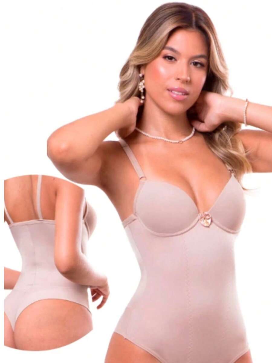 Body Shaper With Padded Bra And G-String - Màu be - Xem 1