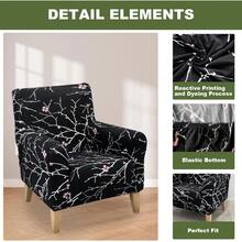 Local Delivery - Banquet Armchair Slipcover Printed Chair Covers With Arms Stretch Club Chair Slipcover Soft Armchair Sofa Covers Anti-Slip Furniture Protector For Dogs Pets Home Living Room Decor, 14 - 40 - 查看 3