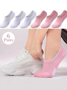 6 Pairs Women Mixed Color Low Cut Athletic Socks, Suitable For Sports, Cycling, Fitness And Casual Wear, Riding Socks | Subtle Fashion | Elastic Fiber Comfort, Cute Socks