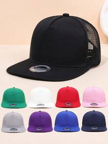 1 Top Unisex Simple Solid Color Flat-Brimmed Hip-Hop Hat Adjustable Street Baseball Cap For All Seasons Outdoor Party Sports Fashion Wear - Multicolor - View 8