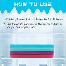 Home Times 4 包超薄冰袋，快速冷冻，节省空间，可重复使用，适用于午餐盒或冷藏箱，夏季 - 彩色 - 查看 4