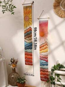 1pc Tapestry Wall Hanging, Bohemian Art Home Decor With Fringe, Long Linen Boho Tapestries For Living Room Bedroom, Vertical Tapestry Wall Hanging, Narrow Vertical Hanging Wall Art Decor For Bedroom, Bathroom, Living Room, Home Decor, Room Decor, Wall Decor Gifts Birthday Graduation