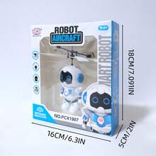 1 件多色遥控机器人无人机，智能感应可充电飞行器，悬停电动闪光派对玩具，耐撞长电池寿命，男孩派对礼物，带 USB 充电线，2 个遥控选项（手持和背带）