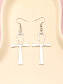 1 对 Ankh 十字架吊坠耳环 女士复古珠宝 长款大号配饰 节日礼物