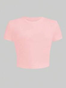 可客製化 Y2K 仿女友風 T-shirt，客製化復古嘻哈照片 T-shirt，設計您自己的個性化夏季 T-shirt - 藕粉色 - 查看 4