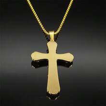 Catholic Jesus Cross Pendant Necklace For Women Men Stainless Steel Gold Silver Color Crucifix Chain Amulet Jewelry Gift - Necklace - View 6