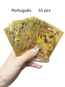 pokemon 55pcs/Box Rainbow Gold Silver Black English Cards Anime Pikachu Charizard Eevee Battle Game Collection Toys Gifts