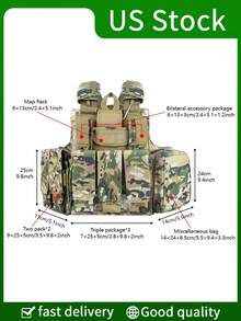 Áo vest săn bắn chiến thuật đa chức năng, túi ba băng đạn phía trước, có nhiều túi tiện ích, vải chống rách bền, thích hợp cho săn bắn, huấn luyện, sinh tồn ngoài trời, v.v. - Nhiều màu - Xem 7