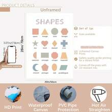 Bộ 3 tranh treo tường phòng trẻ em - Bảng chữ cái, Biểu đồ số & Áp phích ABC | Đồ trang trí phòng trẻ em giáo dục cho bé trai và bé gái | Áp phích vải canvas phong cách Boho hiện đại | Khung tùy chọn, Tranh treo tường có khung - Nhiều màu - Xem 15