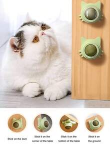 PETSIN 1 件装猫薄荷球趣味可舔猫零食猫薄荷球小猫玩耍咀嚼清洁牙齿玩具适用于中小型猫宠物用品 - 彩色 - 查看 8