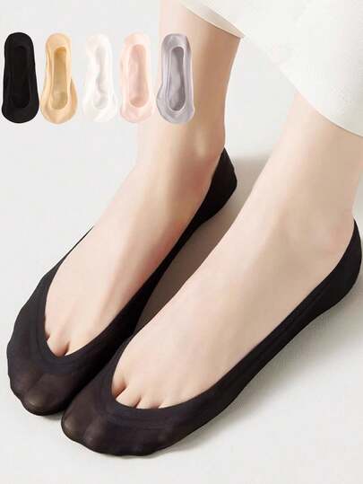 5 Pairs Socks For Women, Bottom Anti Slip No Show Socks,Thin Sheer Socks Suit For Summer And Autumn Daily Use Christmas Gift