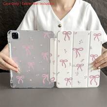 Bow-Knot 1 件粉色蝴蝶结和花卉图案 - 甜美精致的保护性对开平板电脑保护套，带笔架，兼容 iPad 10.9/10.2/ Air 5th Gen/Pro11/10th/9.7/Air 2/iPad（7th Gen）/ iPad（8th Gen）/ iPad Air 4/5/iPad Pro 11/iPad 10th 代 10.9 英寸 2022 智能保护套/iPad Air 13(M3 2025)/iPad Air 11(M3 2025)/iPad Air 11(M3 2025)/iPad 11(A16 2025)，自动睡眠/唤醒功能/时尚平板电脑配件