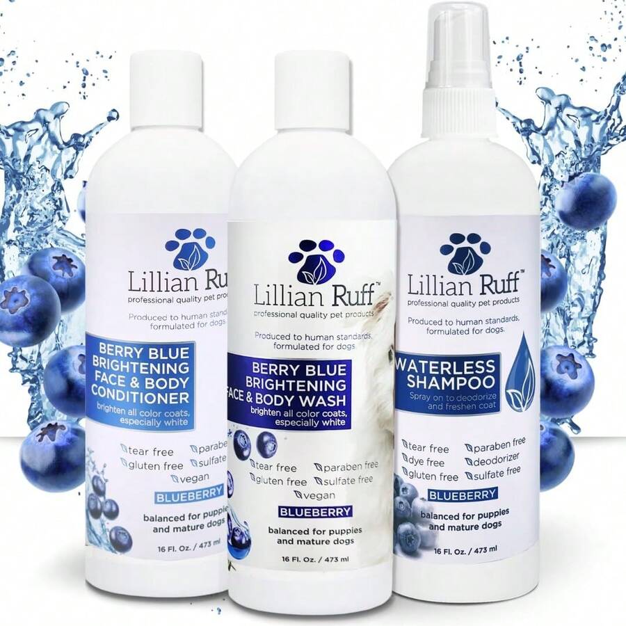 Berry Blue Brightening Face And Body Wash For Dogs - Blueberry Shampoo - Remove Tear Stains, Hydrate Dry Itchy Skin, Add Shine & Luster To Coats (Berry Blue Brilliance Bundle) - Multicolor - View 1