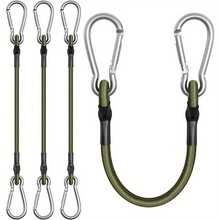 2/4/8/12 Pcs Heavy Duty Rubber Bungee Cords With Metal Hooks, 13.78 Inches - Black And Green, Ideal For Camping, Cargo, Bicycles, Outdoor Tents, Luggage Racks, Camping Gear | Rubber Straps | Metal Hook Straps