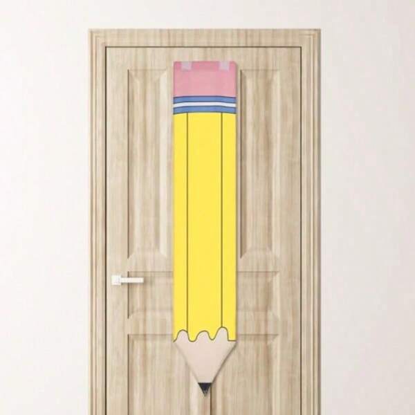 Pencil Classroom Door Window Cover Adhesive Pencil Shaped Curtains No Drill Blackout Lockdown Shades With Fixing Loop Roller Blinds Shades For Nursery Teacher Office Room Dr